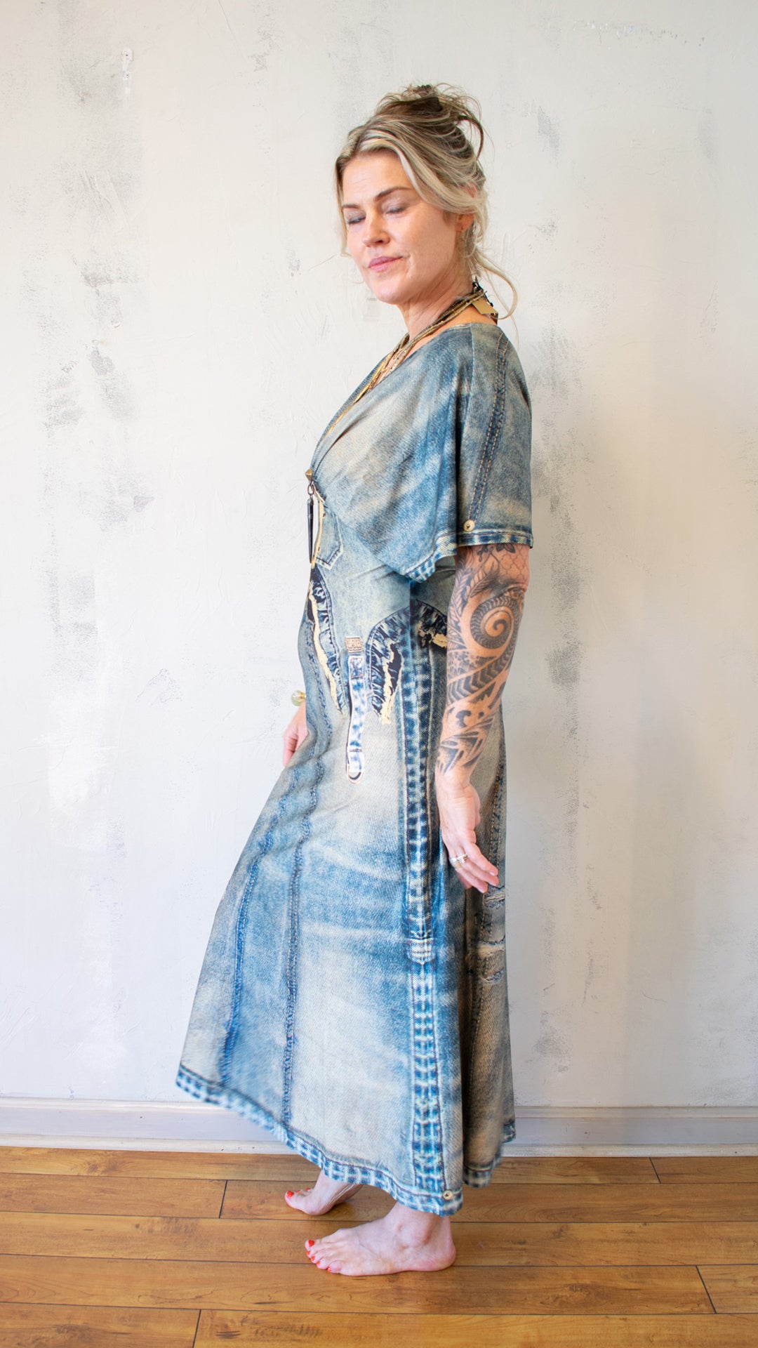 Jeanious Trompe L’Oeil Kimono Dress