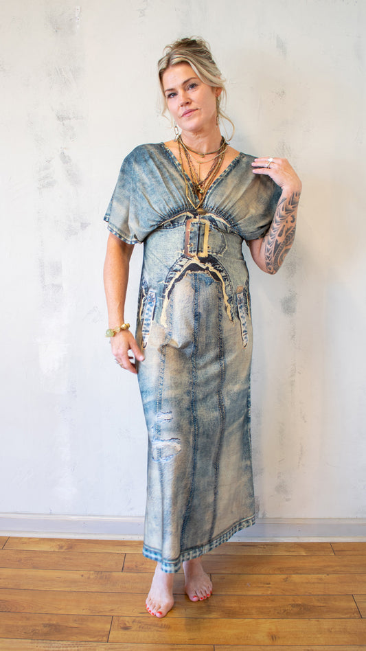Jeanious Trompe L’Oeil Kimono Dress