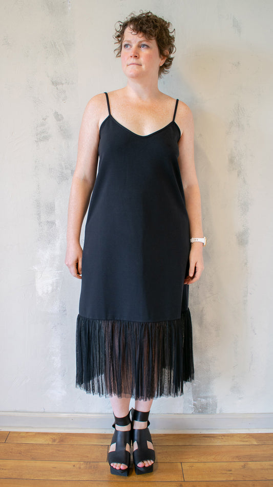 Slip with Ruffle Mesh Hem