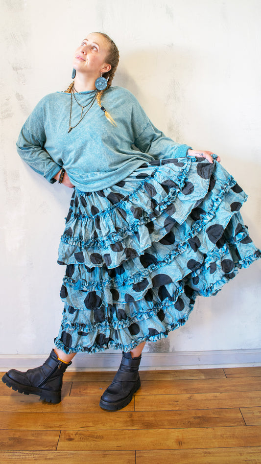 Dutton Skirt in Eucalyptus Polka Dot