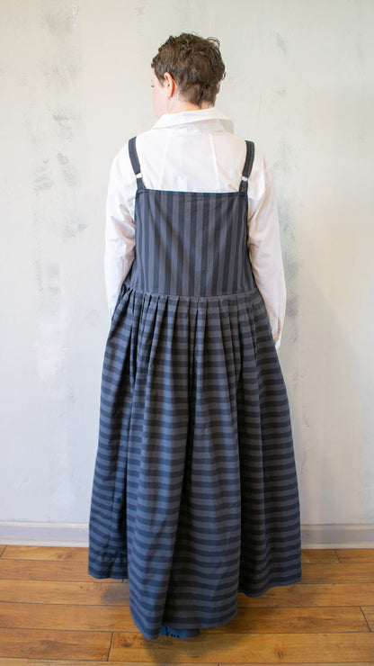 Bucklette Dress in Black/Ash Stripe