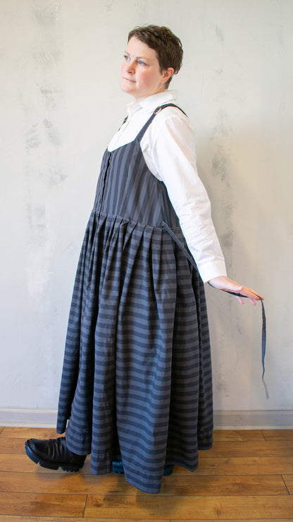 Bucklette Dress in Black/Ash Stripe