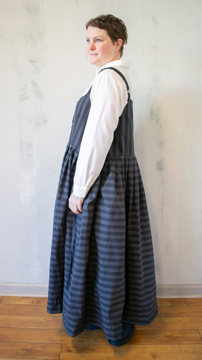 Bucklette Dress in Black/Ash Stripe