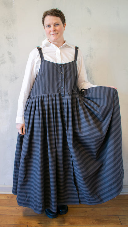 Bucklette Dress in Black/Ash Stripe