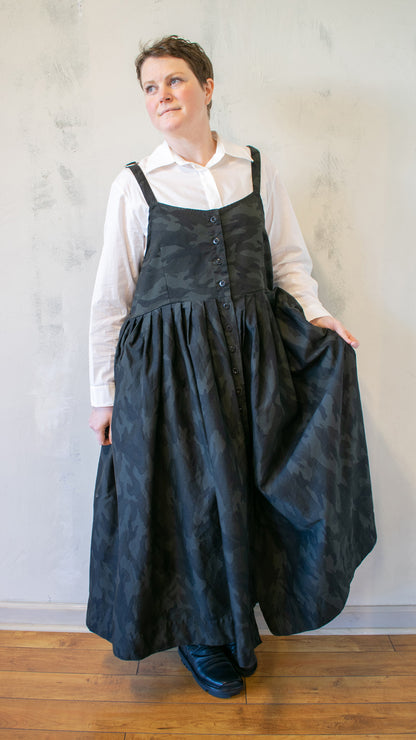 Bucklette Dress in Black Camo