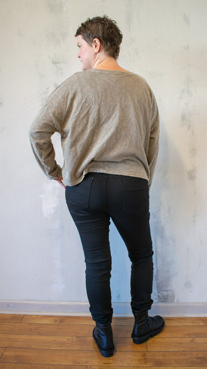 Crop Dark Butterfly T-Shirt Long Sleeve