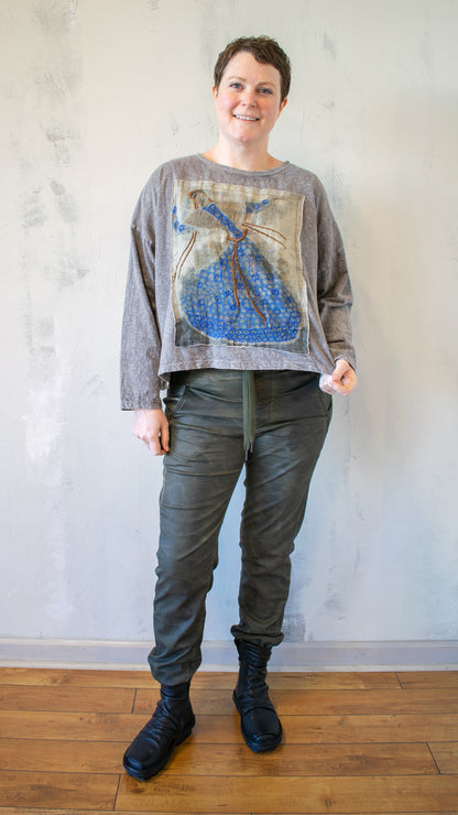 Crop Folklore T-Shirt Long Sleeve in Ash