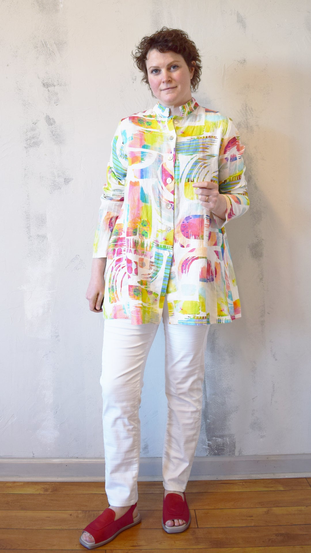 Rainbow Linen Button Up