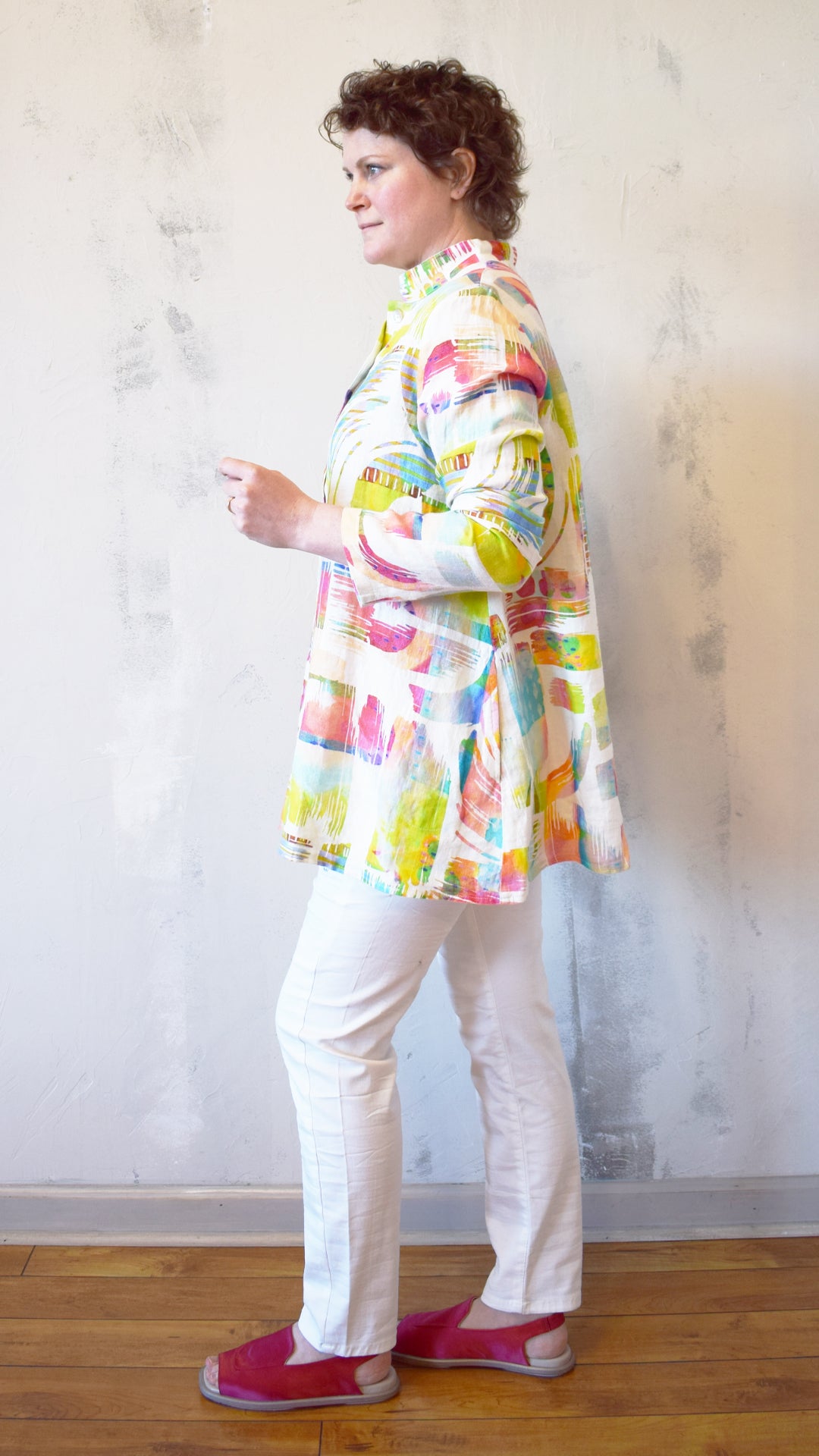 Rainbow Linen Button Up