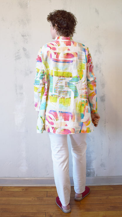 Rainbow Linen Button Up