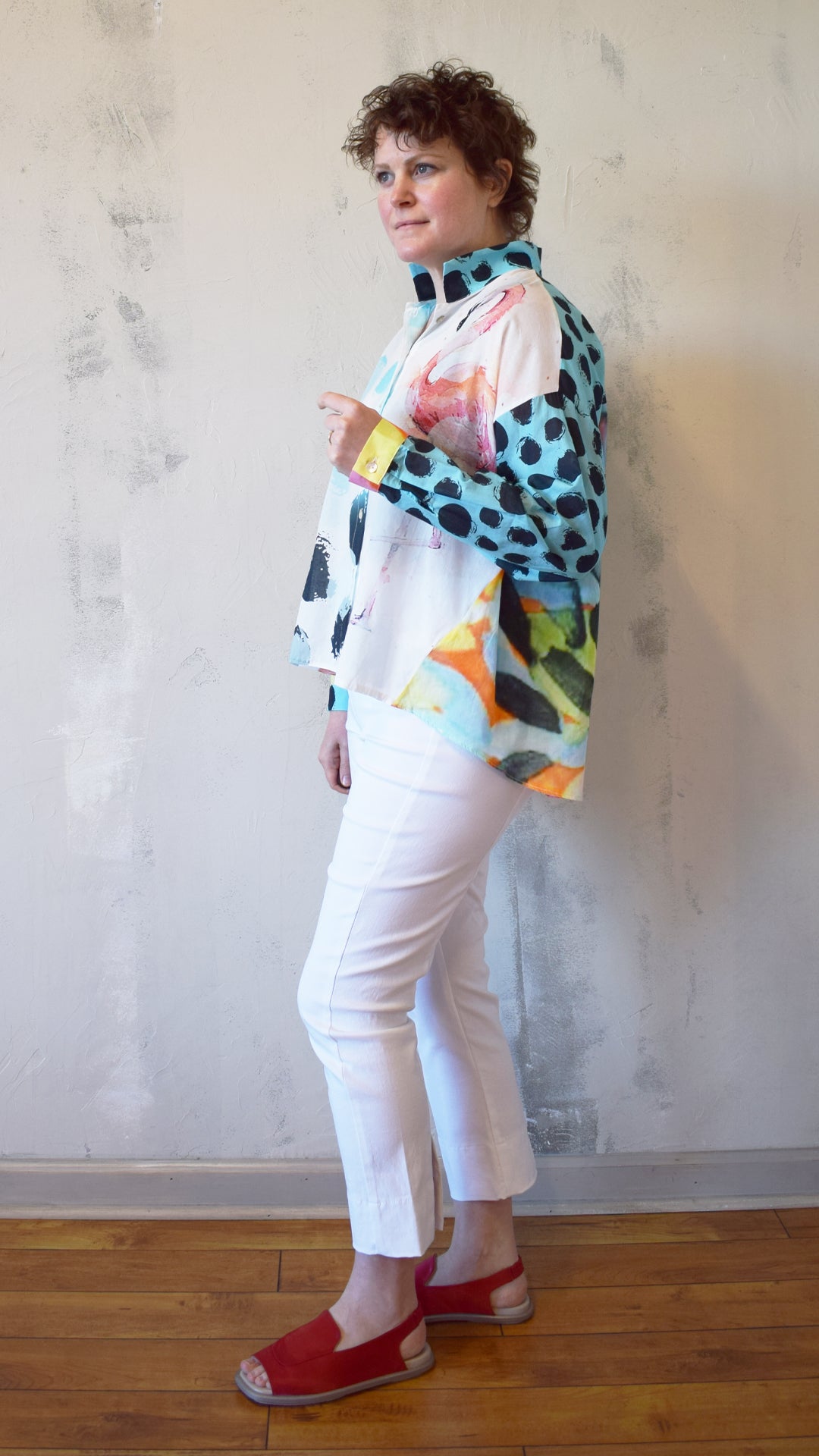 Crop Flamingo Button Up