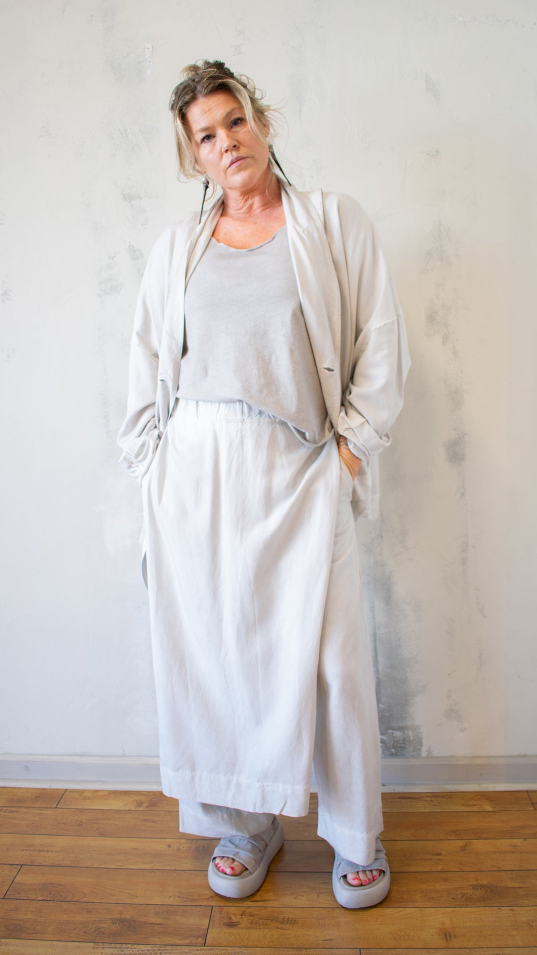 Mineral Wash Wide Leg Apron Pant in Cloud