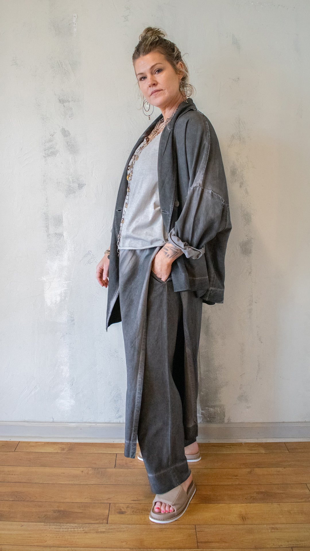 Soft Structure Double Jacket in Stormy