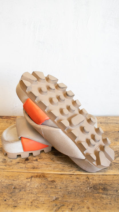 Taupe and Orange Platform Slide