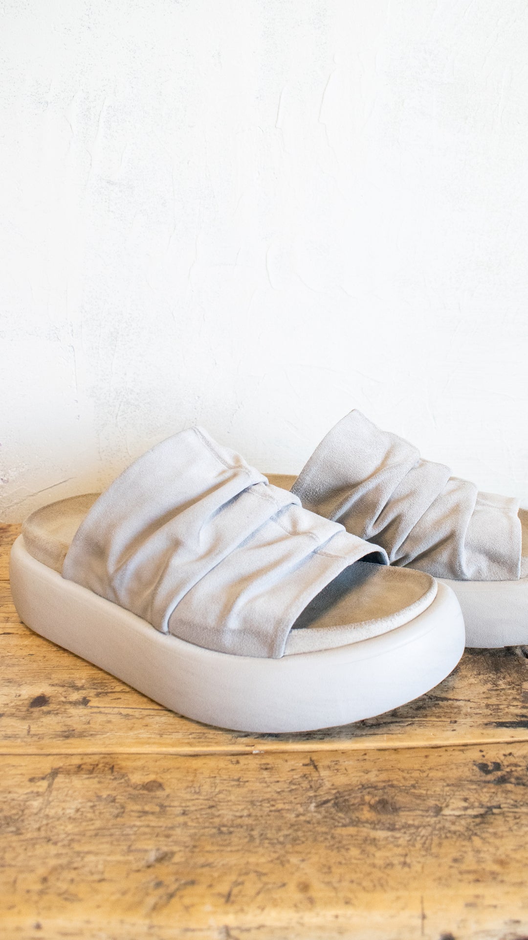 Ruched Suede Platform Slide