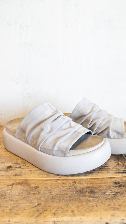 Ruched Suede Platform Slide