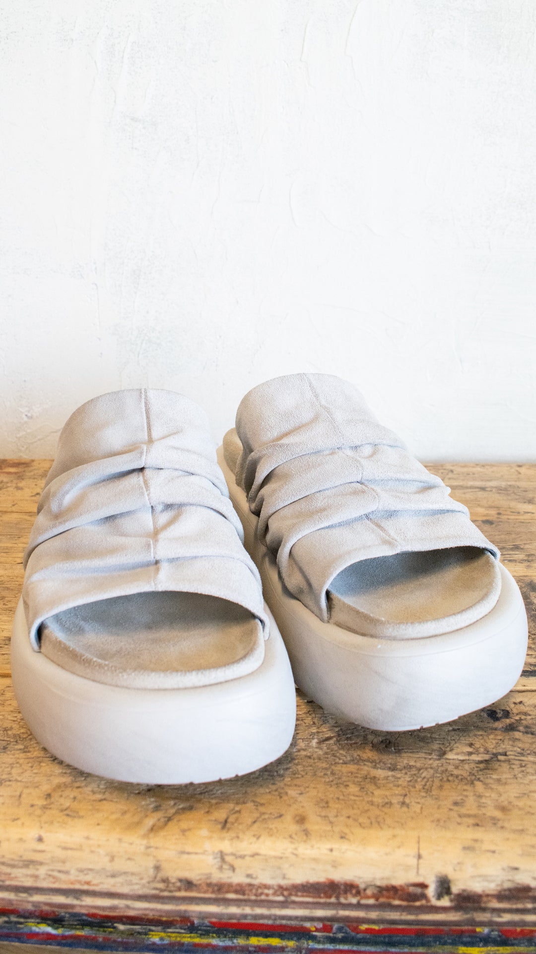 Ruched Suede Platform Slide