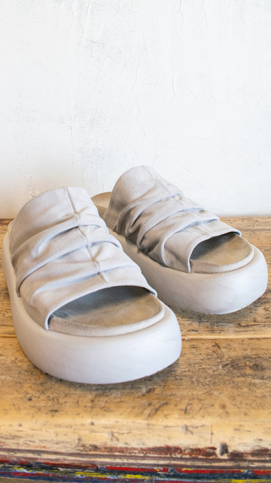 Ruched Suede Platform Slide