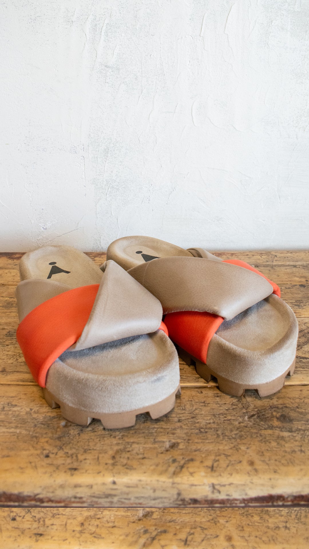 Taupe and Orange Platform Slide
