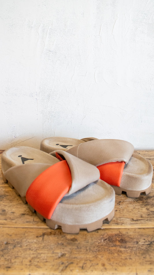 Taupe and Orange Platform Slide