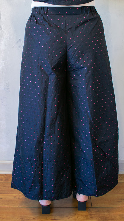 Wide Leg Polka Dot Taffeta Pant