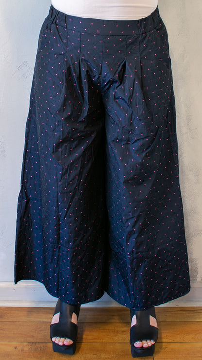 Wide Leg Polka Dot Taffeta Pant