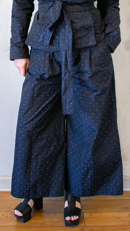Wide Leg Polka Dot Taffeta Pant