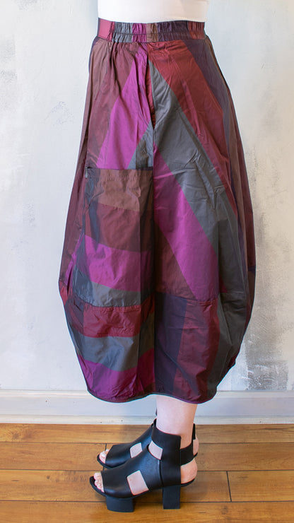 Taffeta Stripe Skirt in Dark Scarlet