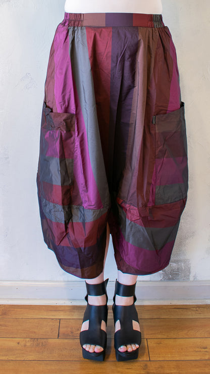 Taffeta Stripe Skirt in Dark Scarlet