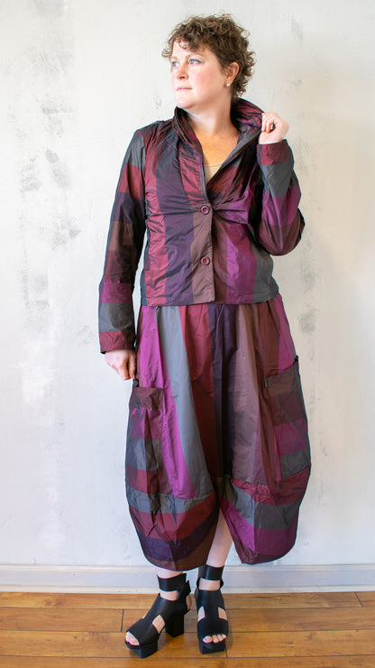 Taffeta Stripe Jacket in Dark Scarlet