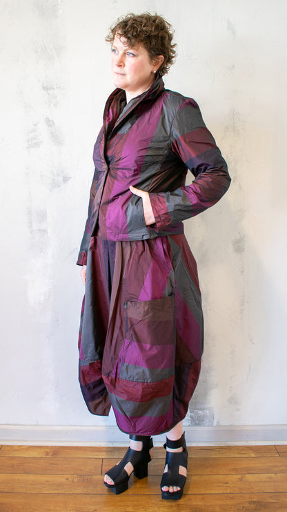 Taffeta Stripe Jacket in Dark Scarlet