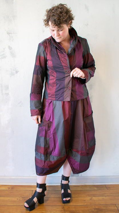 Taffeta Stripe Jacket in Dark Scarlet