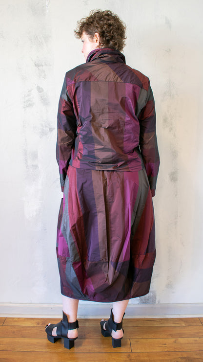 Taffeta Stripe Jacket in Dark Scarlet