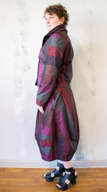 Taffeta Stripe Jacket in Dark Scarlet