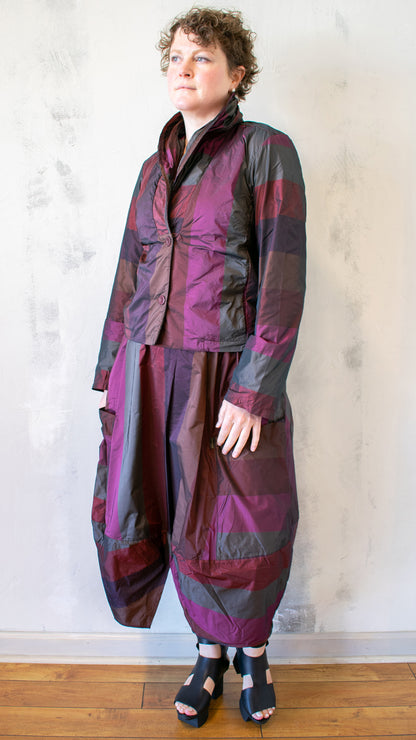 Taffeta Stripe Jacket in Dark Scarlet