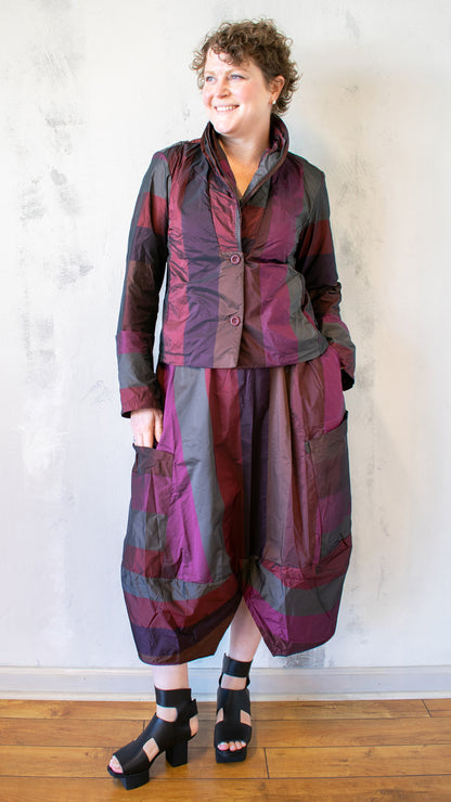 Taffeta Stripe Jacket in Dark Scarlet