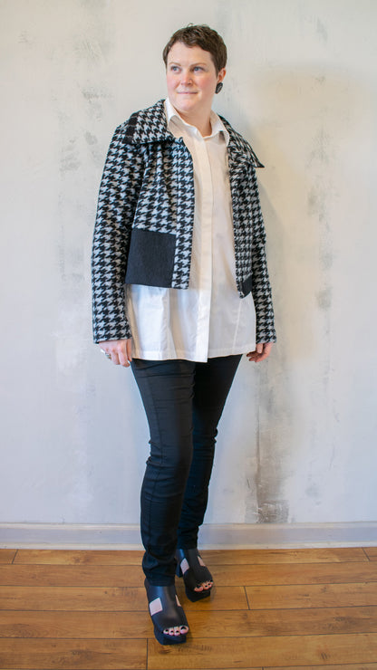 Cropped Houndstooth Jacket