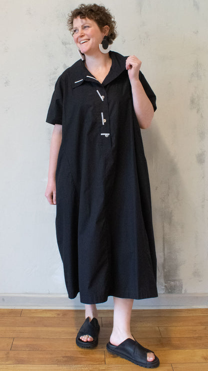 Exaggerated Buttonhole Henley Dress