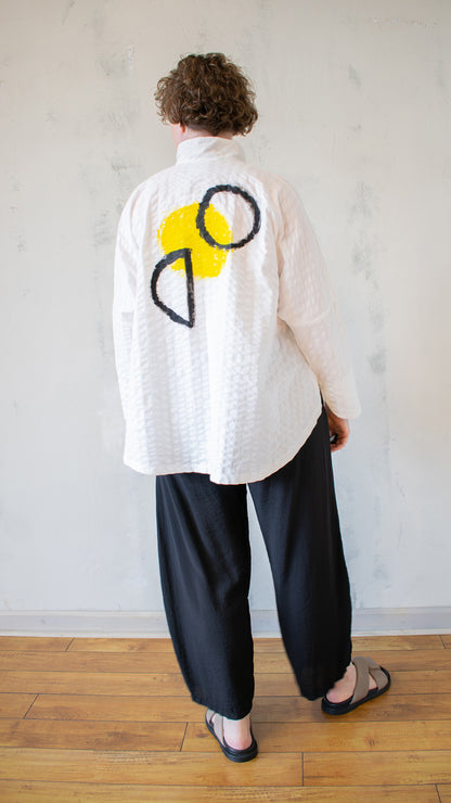 Circular Button Down – Yellow Graphic