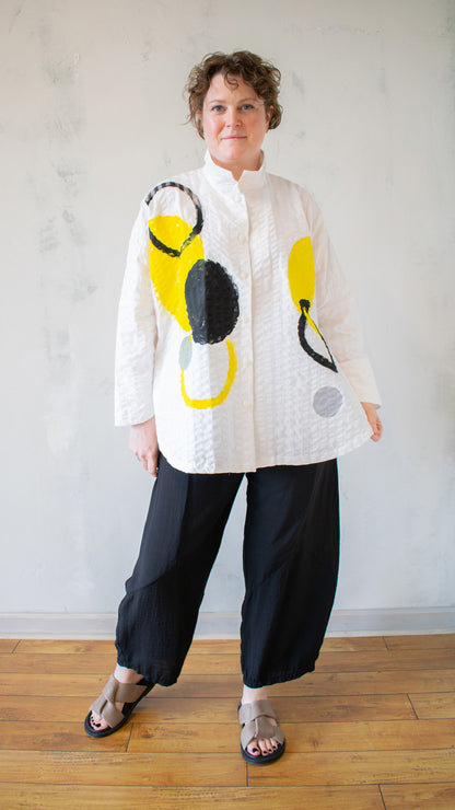 Circular Button Down – Yellow Graphic