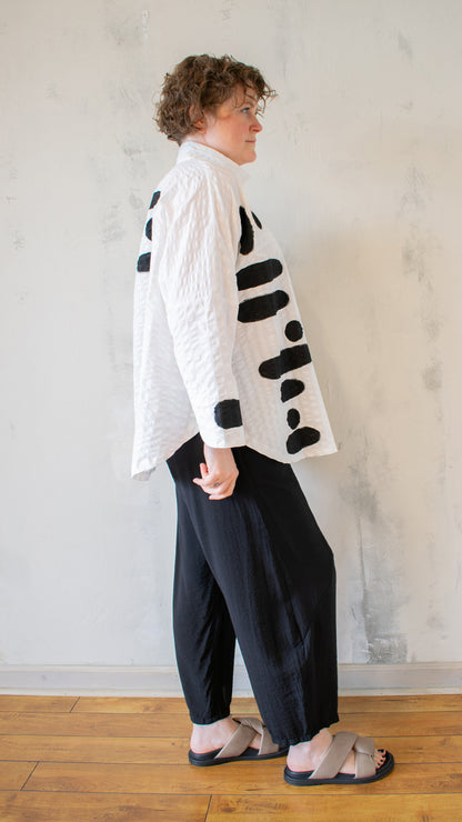 Circular Button Down – Black & White Abstract