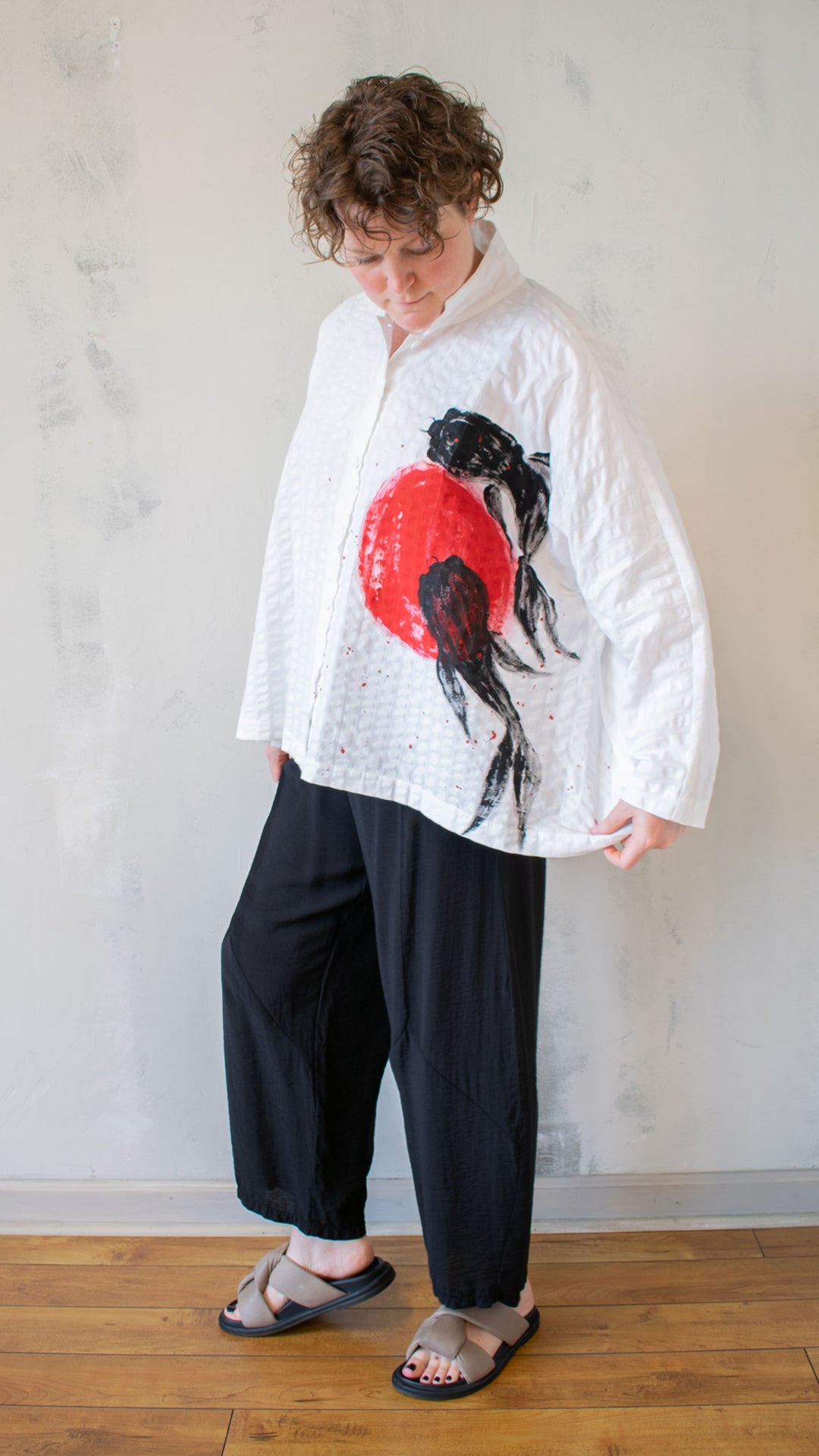 Mandarin Swing Button Down – Koi and Sun