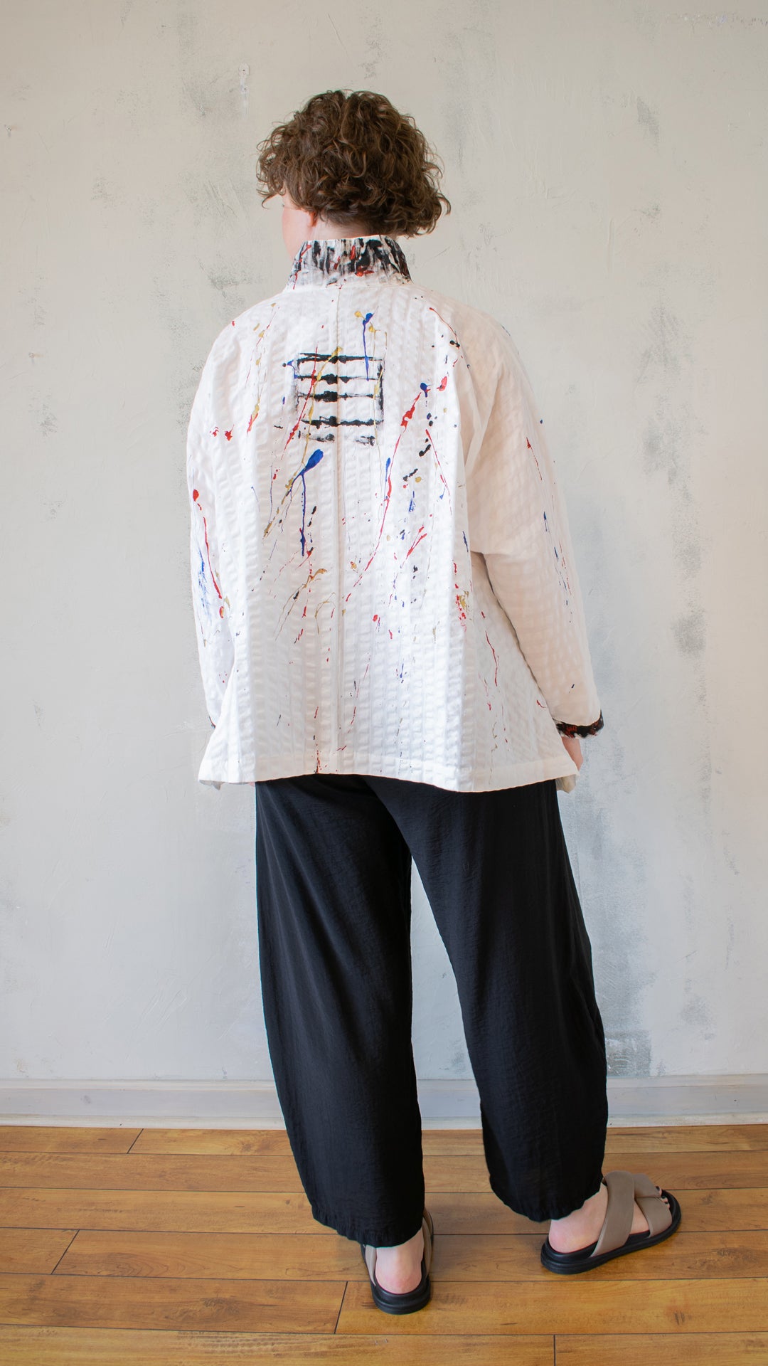 Mandarin Swing Button Down – Splatter Art