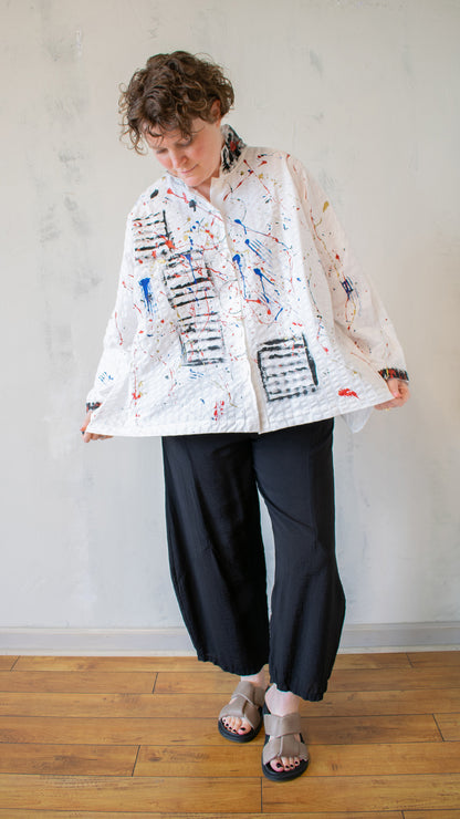 Mandarin Swing Button Down – Splatter Art