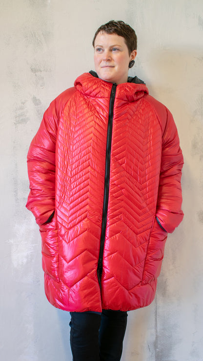 Red Hooded Puffer Coat