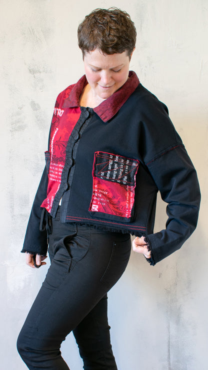 Red Graffiti Crop Jacket