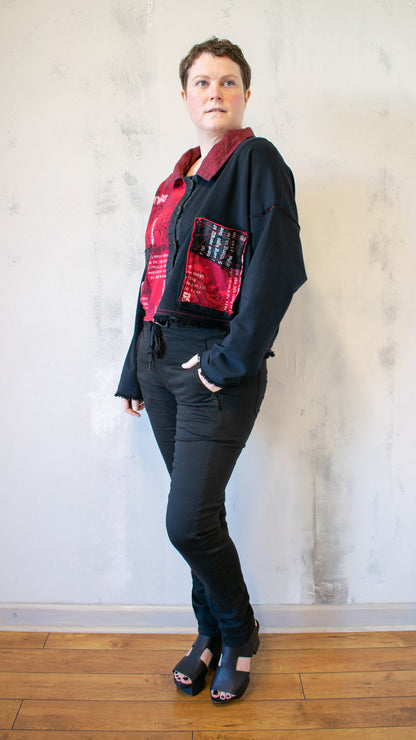 Red Graffiti Crop Jacket