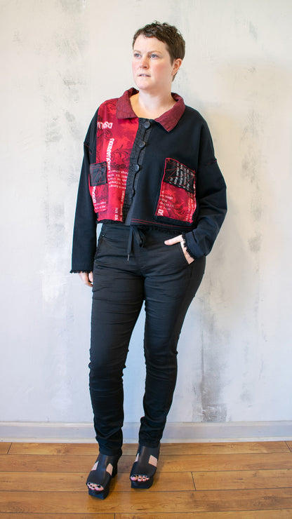 Red Graffiti Crop Jacket