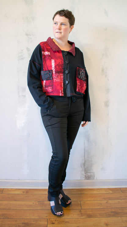 Red Graffiti Crop Jacket