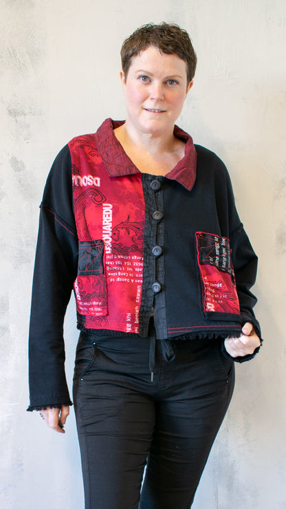 Red Graffiti Crop Jacket